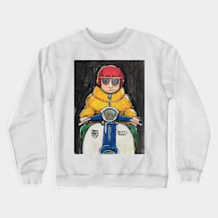 Retro Scooter, Classic Scooter, Scooterist, Scootering, Scooter Rider, Mod Art Crewneck Sweatshirt